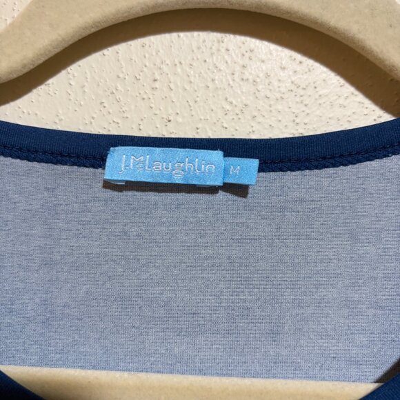 J McLaughlin Catalina Cloth Blue Equestrian Lion Rope Signature 3/4 Sleeve Tee - Picture 4 of 13